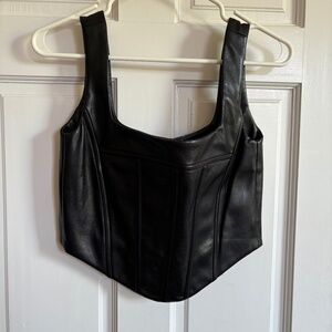 Pixie Market Vegan Leather Bodice Top